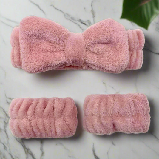 ARA.& COTTON BOW HEADBAND AND WRISTBAND SET